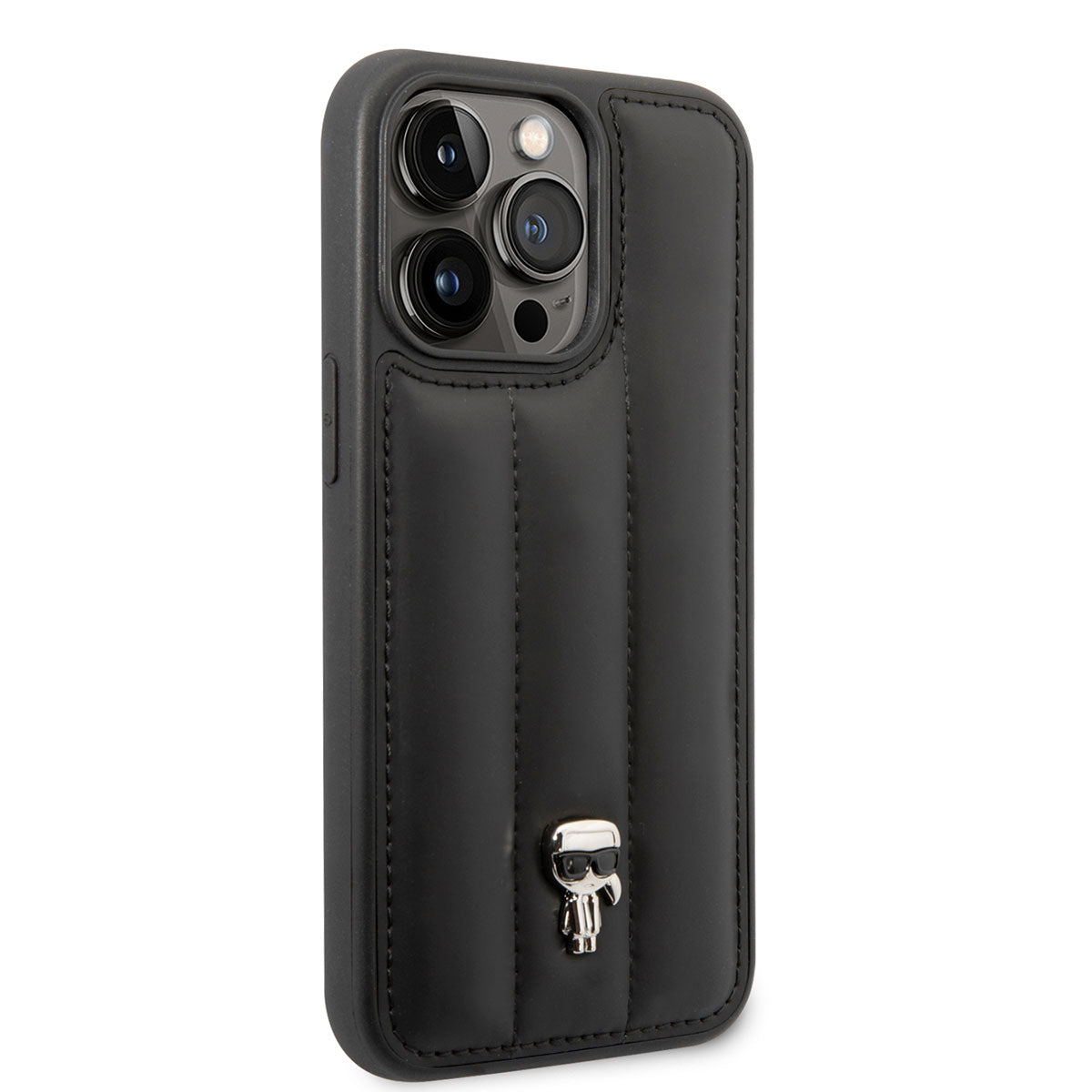 iPhone 14 Pro Max Kılıf Karl Lagerfeld Nylon Puffy Airbag Karl Dizayn Kılıf Siyah