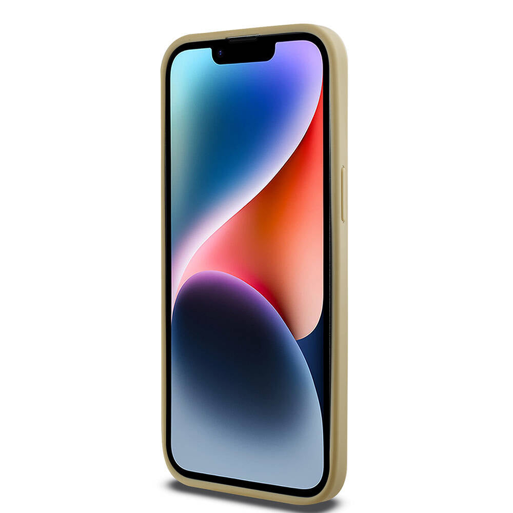 iPhone 14 Pro Max Kılıf Karl Lagerfeld Orjinal Lisanslı 3D KL Yazılı Tüylü Arka Yüzey Saffiano Rhinestones Kılıf Pembe