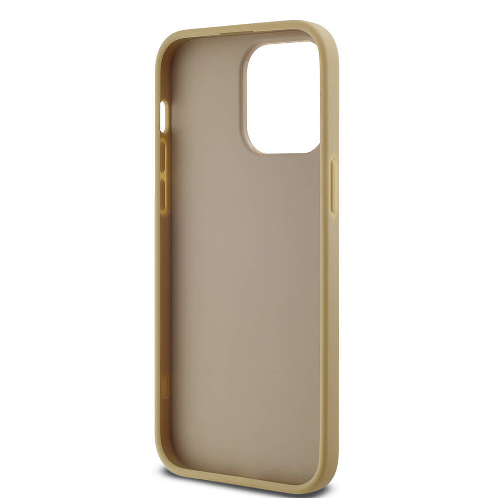 iPhone 14 Pro Max Kılıf Karl Lagerfeld Orjinal Lisanslı 3D KL Yazılı Tüylü Arka Yüzey Saffiano Rhinestones Kılıf Pembe