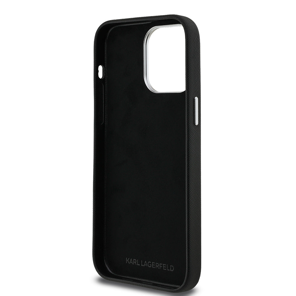 Apple iPhone 14 Pro Max Kılıf Karl Lagerfeld Orjinal Lisanslı K&C Heads Pin Kapak Siyah