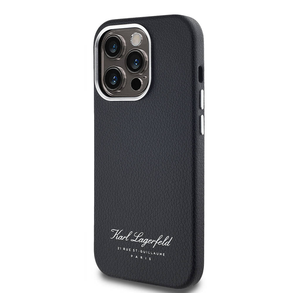iPhone 14 Pro Max Kılıf Karl Lagerfeld Orjinal Lisanslı KL Yazılı Hotel Kılıf Siyah