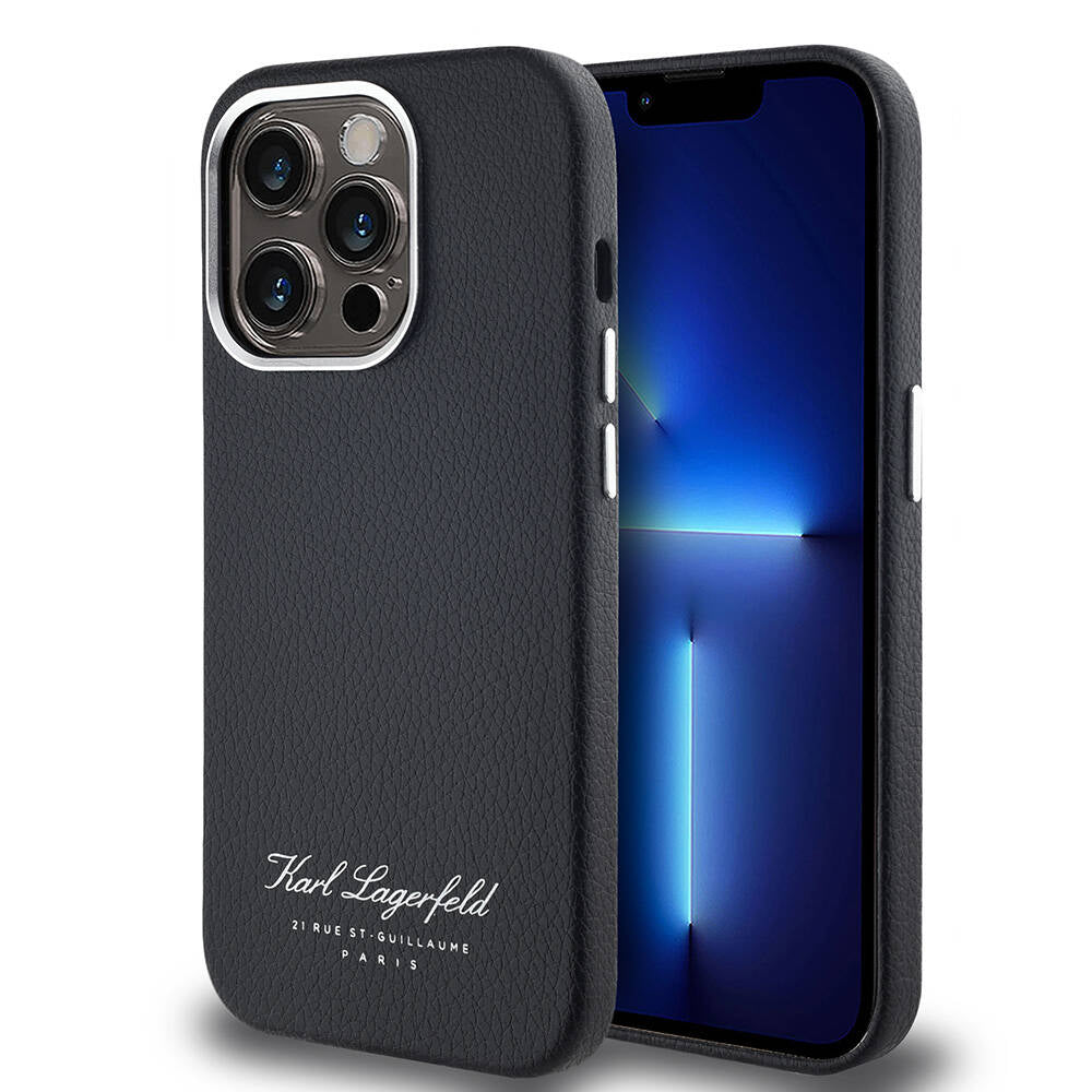 iPhone 14 Pro Max Kılıf Karl Lagerfeld Orjinal Lisanslı KL Yazılı Hotel Kılıf Siyah