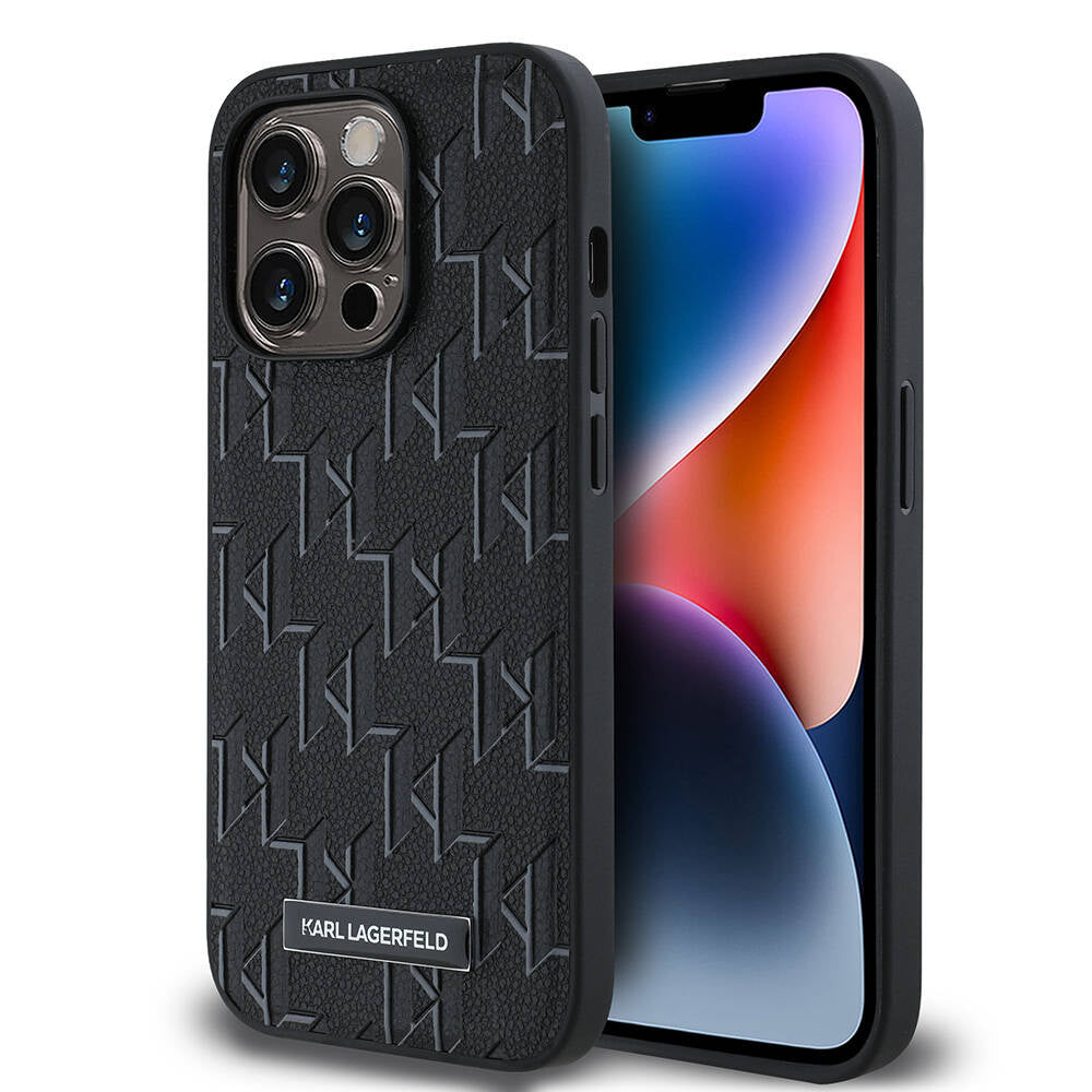 iPhone 14 Pro Max Kılıf Karl Lagerfeld Orjinal Lisanslı Magsafe Şarj Özellikli KL Yazılı Hot Stamp Kılıf Krem