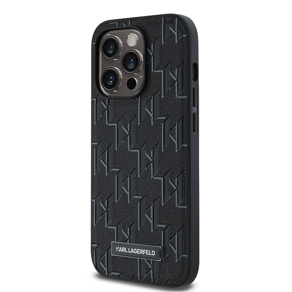 iPhone 14 Pro Max Kılıf Karl Lagerfeld Orjinal Lisanslı Magsafe Şarj Özellikli KL Yazılı Hot Stamp Kılıf Krem