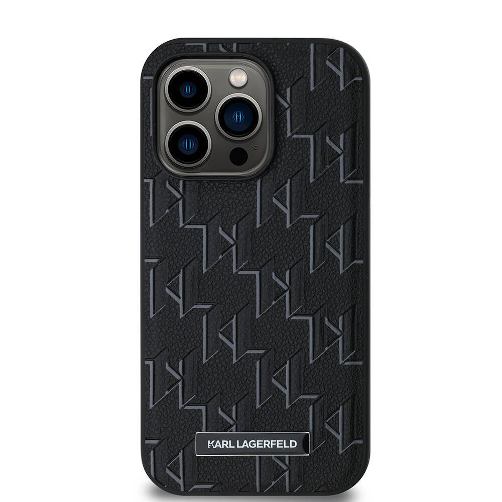 iPhone 14 Pro Max Kılıf Karl Lagerfeld Orjinal Lisanslı Magsafe Şarj Özellikli KL Yazılı Hot Stamp Kılıf Krem