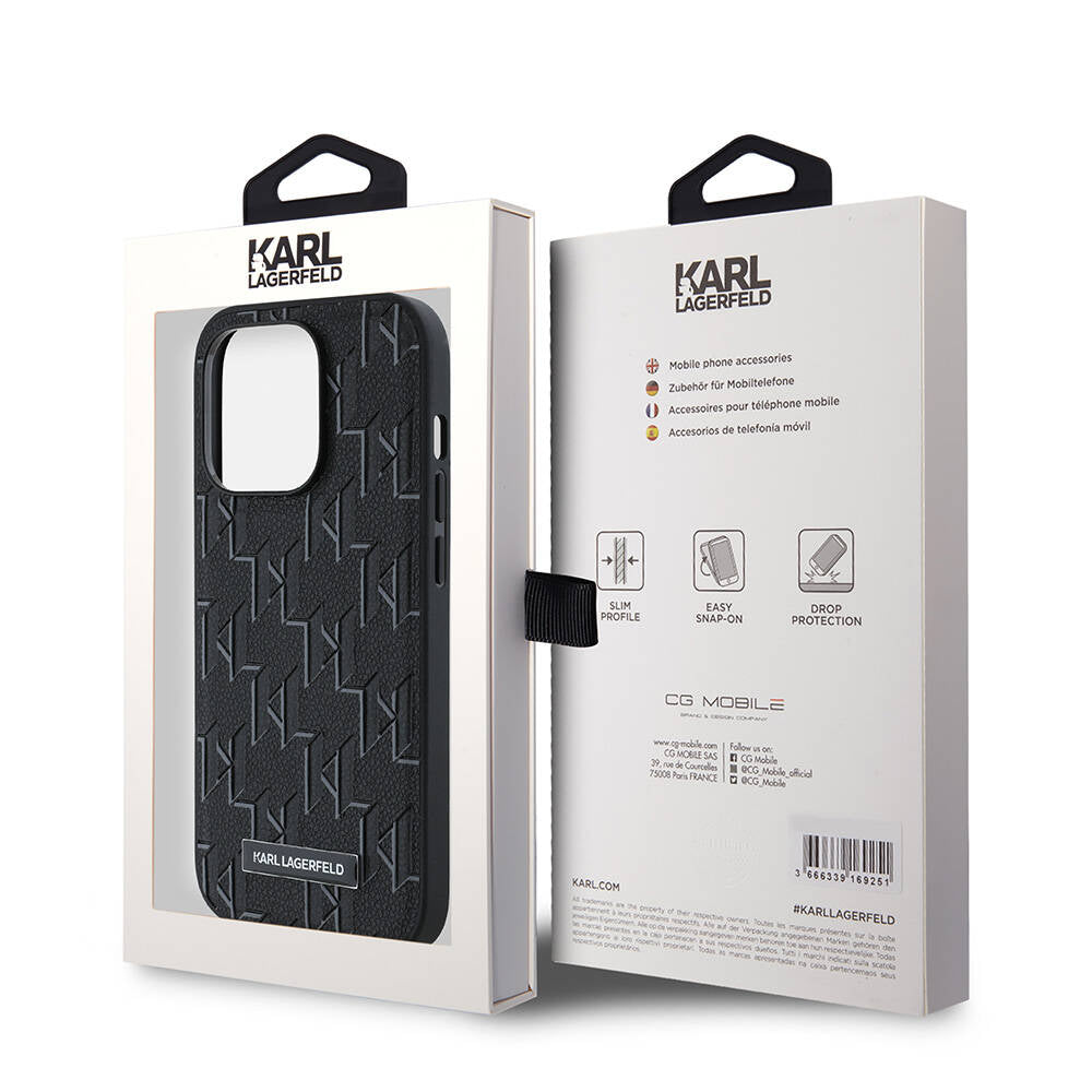 iPhone 14 Pro Max Kılıf Karl Lagerfeld Orjinal Lisanslı Magsafe Şarj Özellikli KL Yazılı Hot Stamp Kılıf Krem