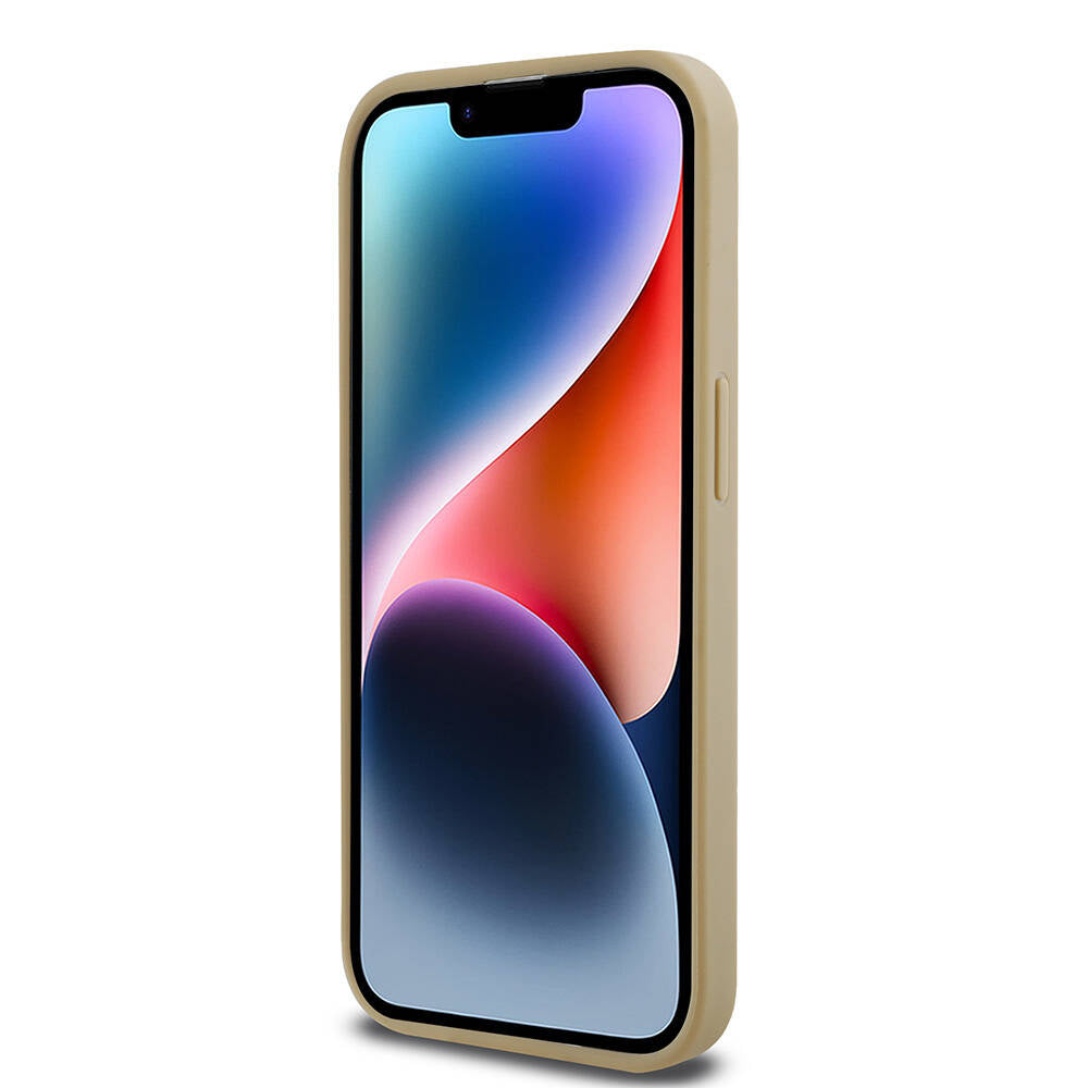 iPhone 14 Pro Max Kılıf Karl Lagerfeld Orjinal Lisanslı Magsafe Şarj Özellikli KL Yazılı Hot Stamp Kılıf Krem
