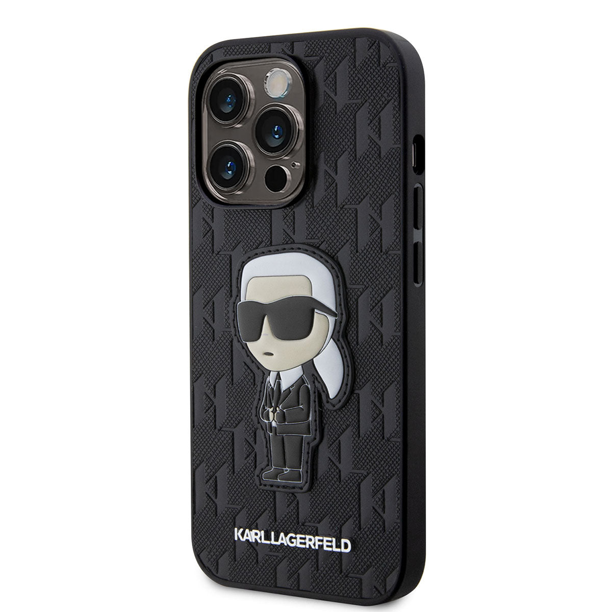 iPhone 14 Pro Max Kılıf Karl Lagerfeld Saffiano Deri Karl Dizayn Kılıf Siyah