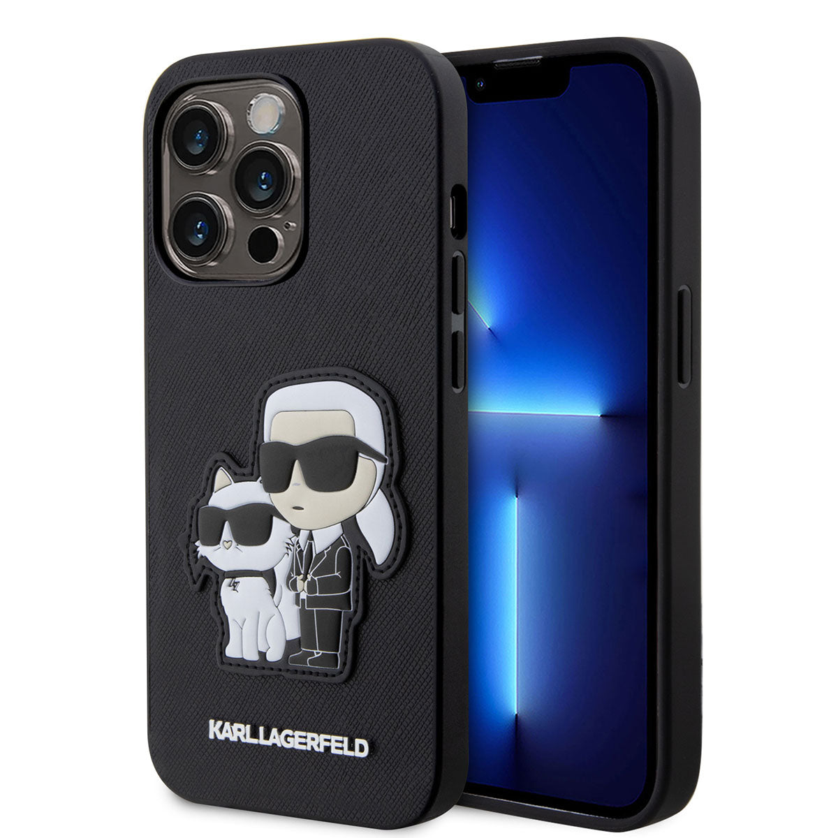 iPhone 14 Pro Max Kılıf Karl Lagerfeld Saffiano Deri K&C Dizayn Kılıf Siyah