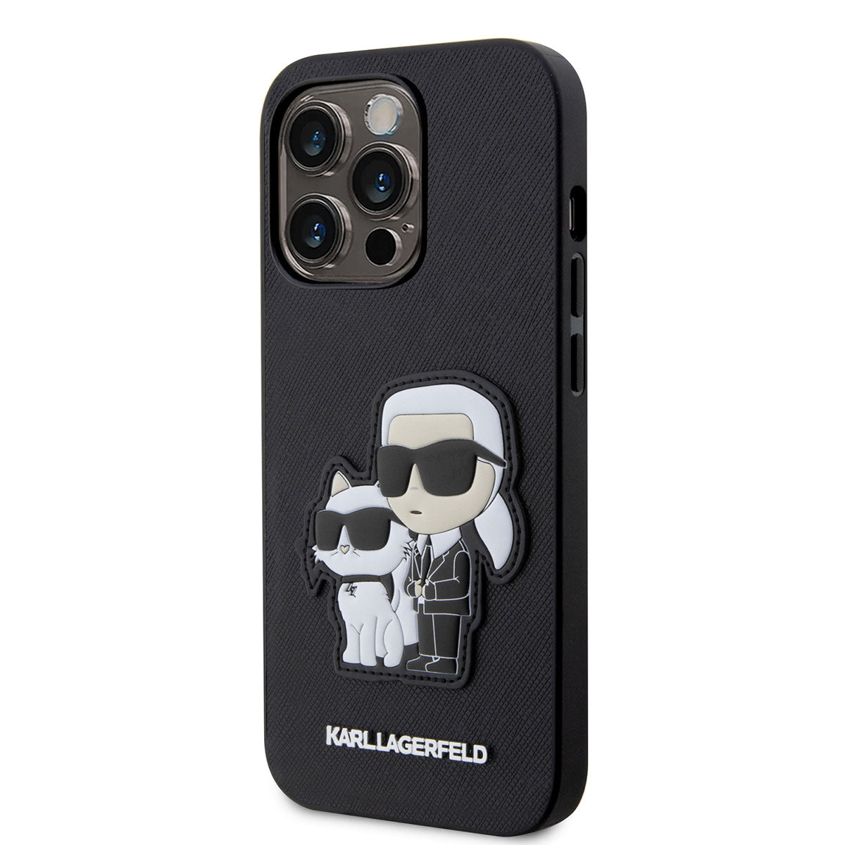 iPhone 14 Pro Max Kılıf Karl Lagerfeld Saffiano Deri K&C Dizayn Kılıf Siyah