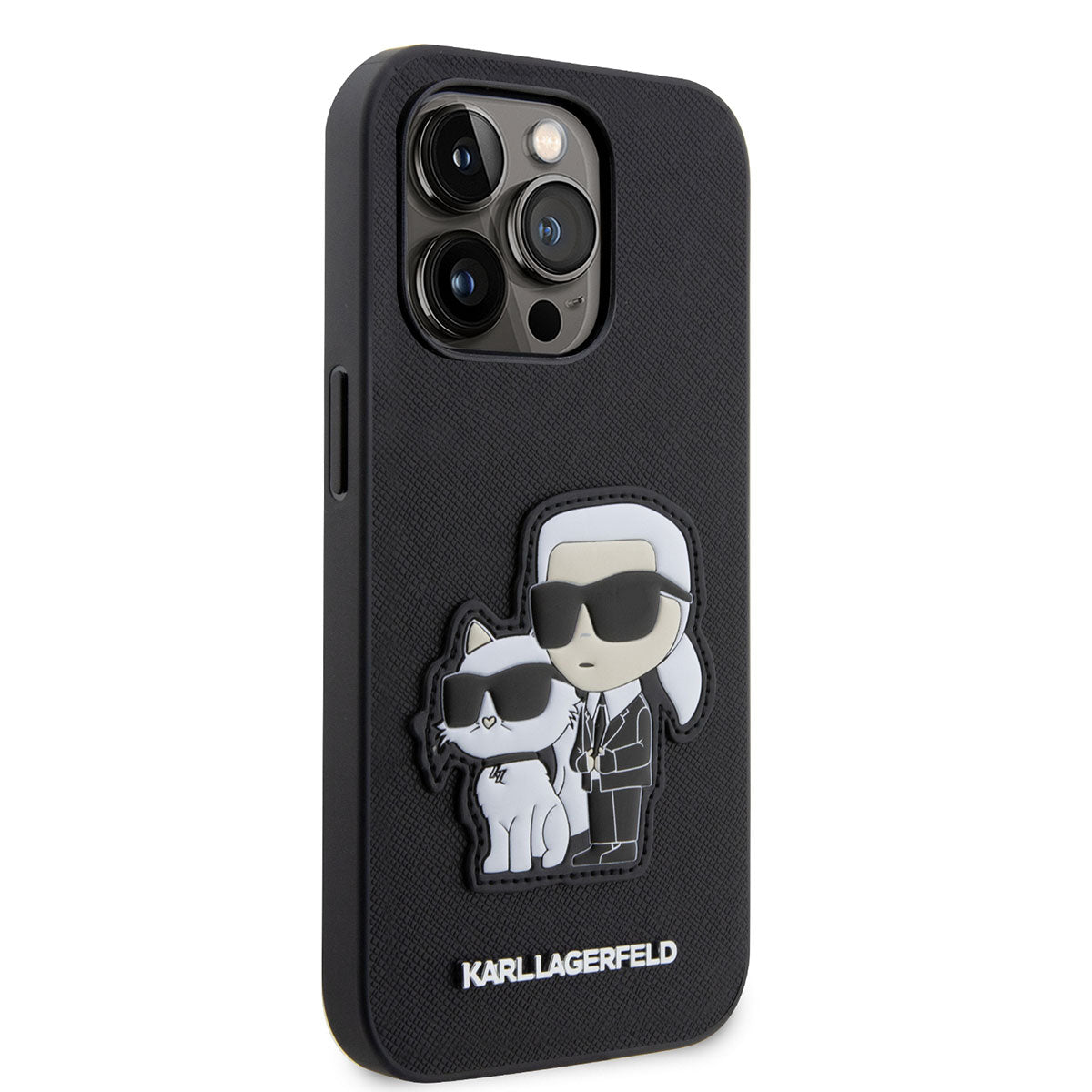 iPhone 14 Pro Max Kılıf Karl Lagerfeld Saffiano Deri K&C Dizayn Kılıf Siyah