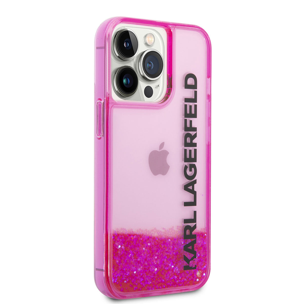 iPhone 14 Pro Max Kılıf Karl Lagerfeld Sıvılı Simli Elong Dizayn Kılıf Pembe