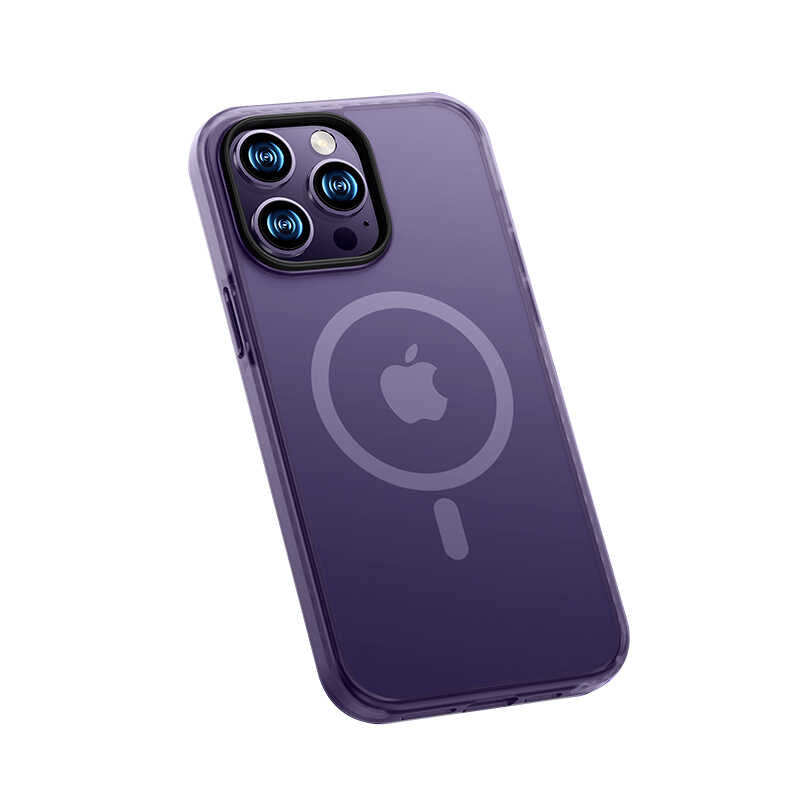 iPhone 14 Pro Max Kılıf Kenarları Silikon Airbagli Mat Arka Yüzey Benks Icesand Kılıf Mor