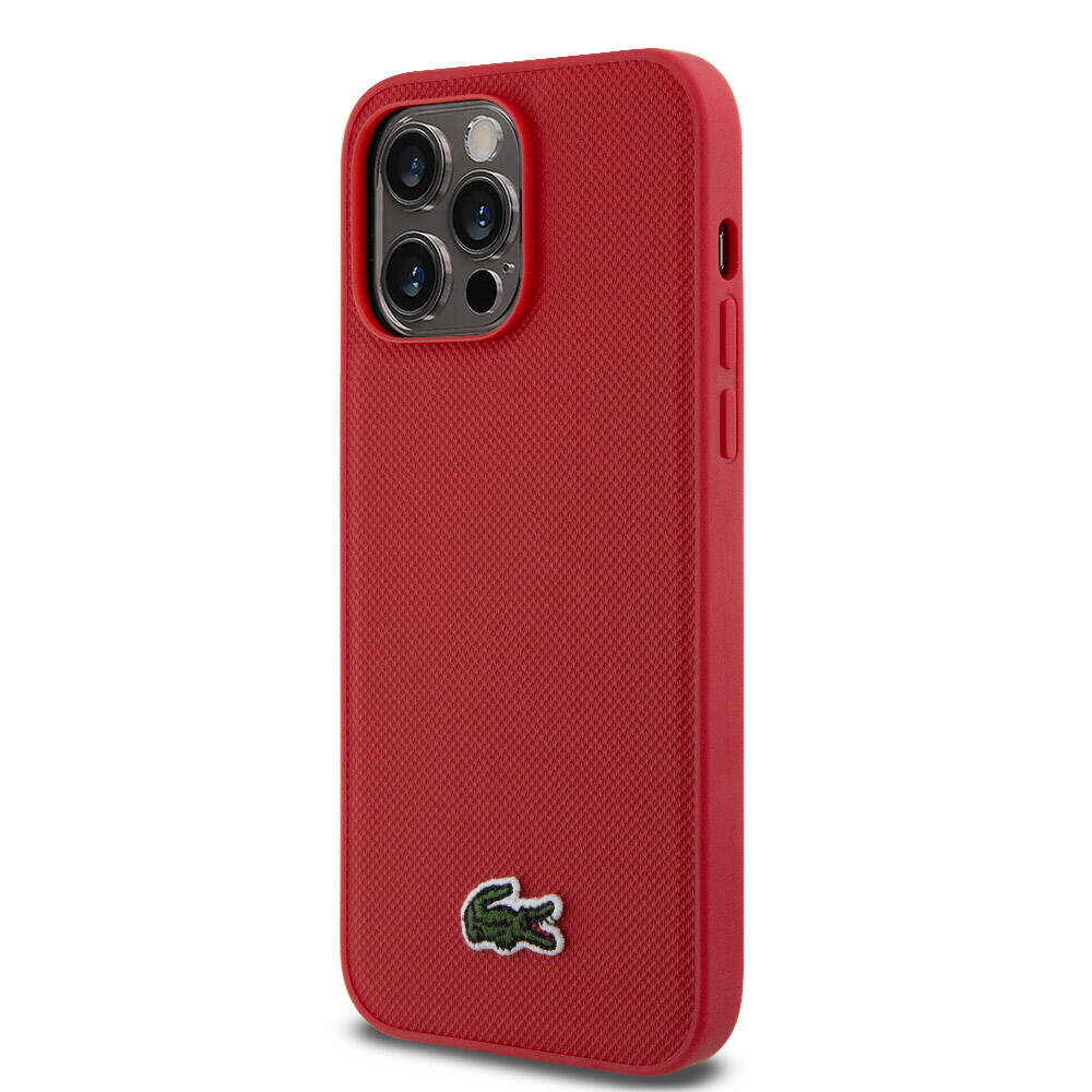 Apple iPhone 14 Pro Max Kılıf Lacoste Orjinal Lisanslı PU Pike Desenli Arka Yüzey İkonik Timsah Dokuma Logolu Kapak Lacivert