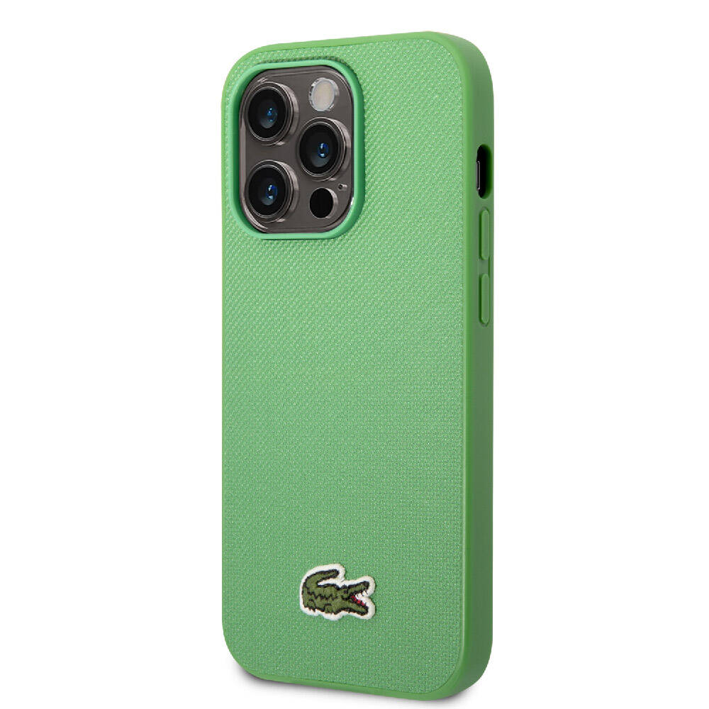 Apple iPhone 14 Pro Max Kılıf Lacoste Orjinal Lisanslı PU Pike Desenli Arka Yüzey İkonik Timsah Dokuma Logolu Kapak Lacivert