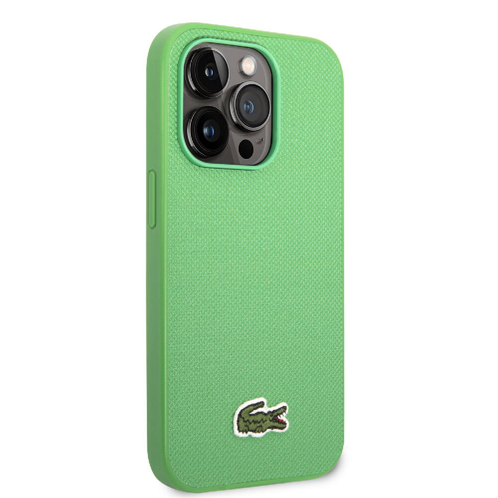 Apple iPhone 14 Pro Max Kılıf Lacoste Orjinal Lisanslı PU Pike Desenli Arka Yüzey İkonik Timsah Dokuma Logolu Kapak Lacivert