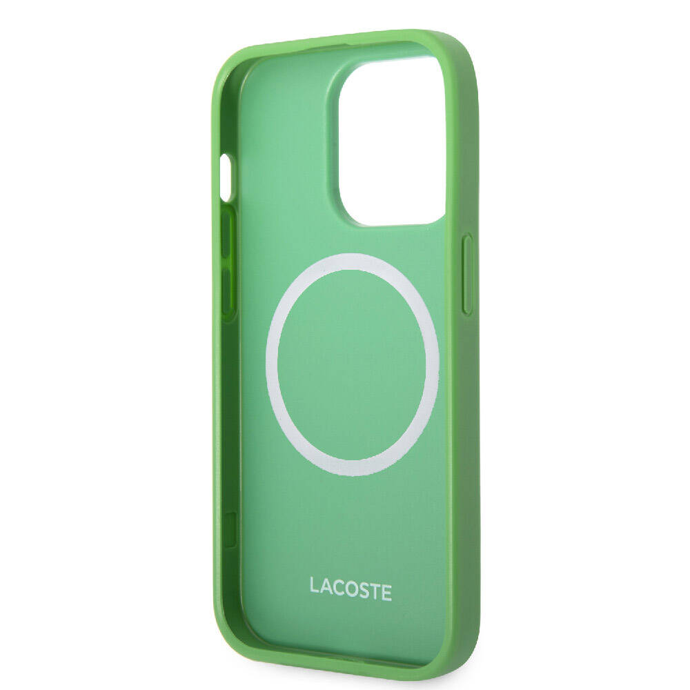 Apple iPhone 14 Pro Max Kılıf Lacoste Orjinal Lisanslı PU Pike Desenli Arka Yüzey İkonik Timsah Dokuma Logolu Kapak Lacivert
