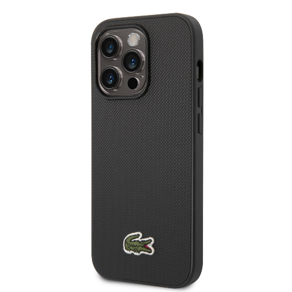 Apple iPhone 14 Pro Max Kılıf Lacoste Orjinal Lisanslı PU Pike Desenli Arka Yüzey İkonik Timsah Dokuma Logolu Kapak Lacivert