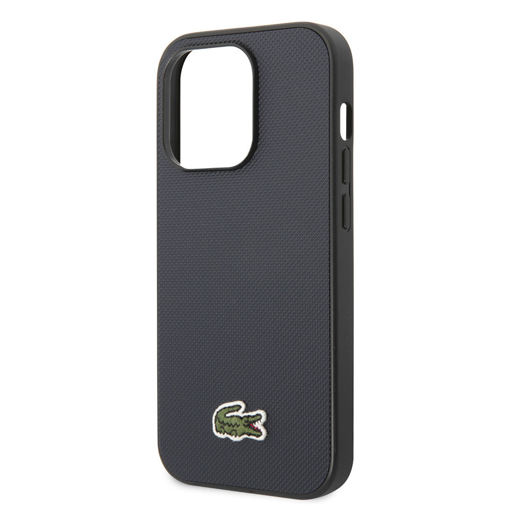Apple iPhone 14 Pro Max Kılıf Lacoste Orjinal Lisanslı PU Pike Desenli Arka Yüzey İkonik Timsah Dokuma Logolu Kapak Lacivert