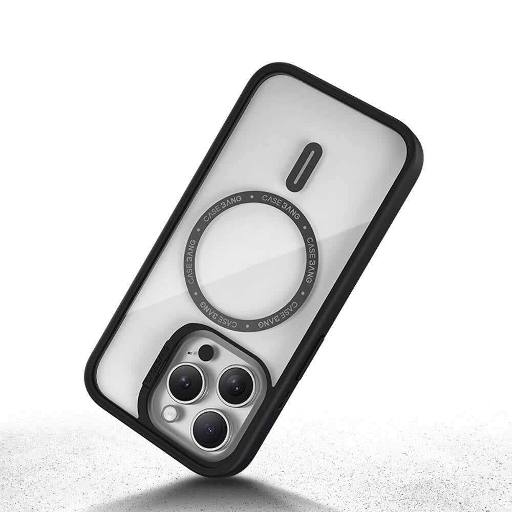 iPhone 14 Pro Max Kılıf Magsafe Şarj Özellikli Casebang Body Frame Kılıf Siyah