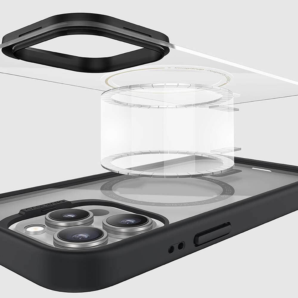 iPhone 14 Pro Max Kılıf Magsafe Şarj Özellikli Casebang Body Frame Kılıf Siyah