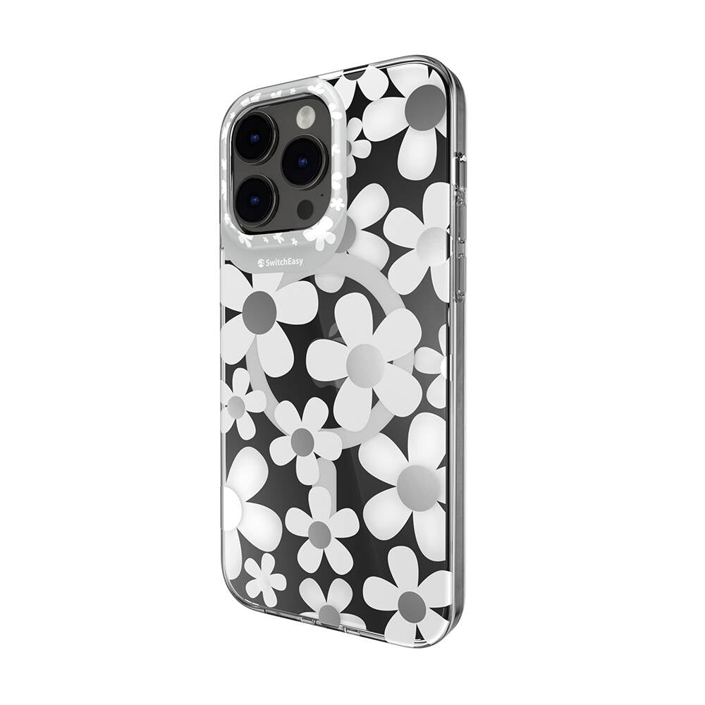 iPhone 14 Pro Max Kılıf Magsafe Şarj Özellikli Çift IMD Baskılı Lisanslı Switcheasy Artist-M Fleur Kılıf Gri
