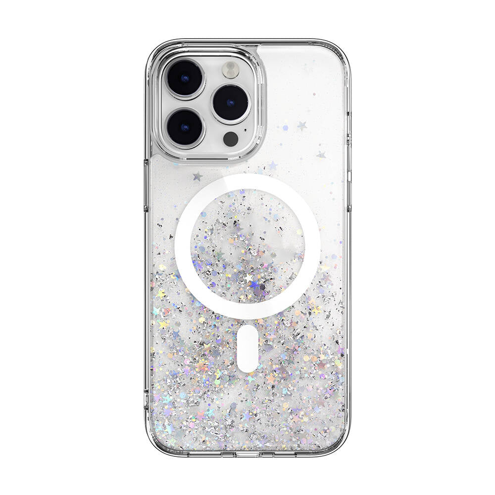 iPhone 14 Pro Max Kılıf Magsafe Şarj Özellikli Parlayan Simli Şeffaf Lisanslı Switcheasy Starfield-M Kılıf Renksiz