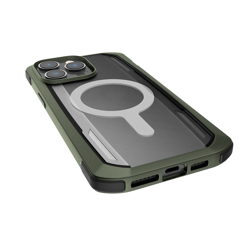 iPhone 14 Pro Max Kılıf Magsafe Şarj Özellikli Raptic Secure Serisi Çift Kat TPU Kenarlı Şeffaf Arka Yüzeyli Kılıf Yeşil