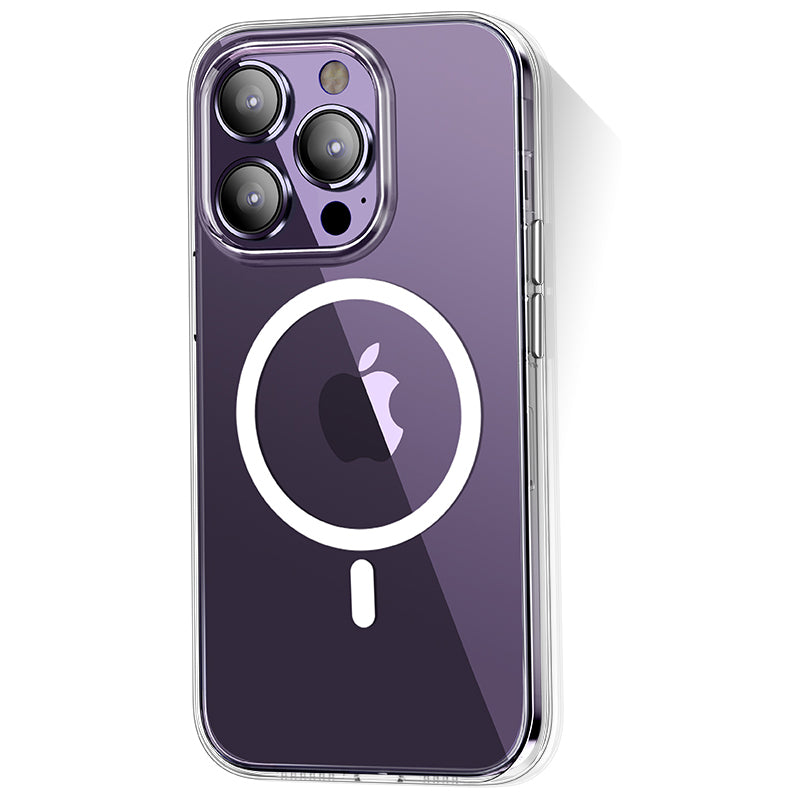 iPhone 14 Pro Max Kılıf Magsafe Şarj Özellikli Transparan Sert PC Wlons Pita Kılıf Renksiz