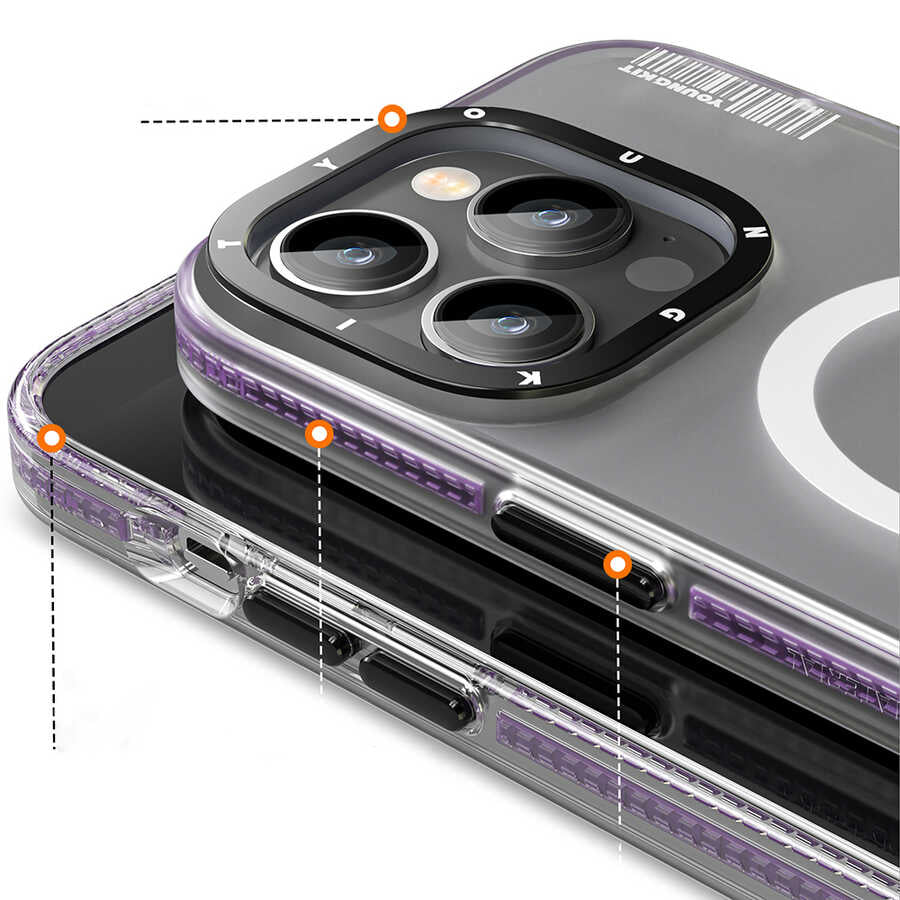 iPhone 14 Pro Max Kılıf Magsafe Şarj Özellikli Youngkit Jane Sand Serisi Kılıf Pembe