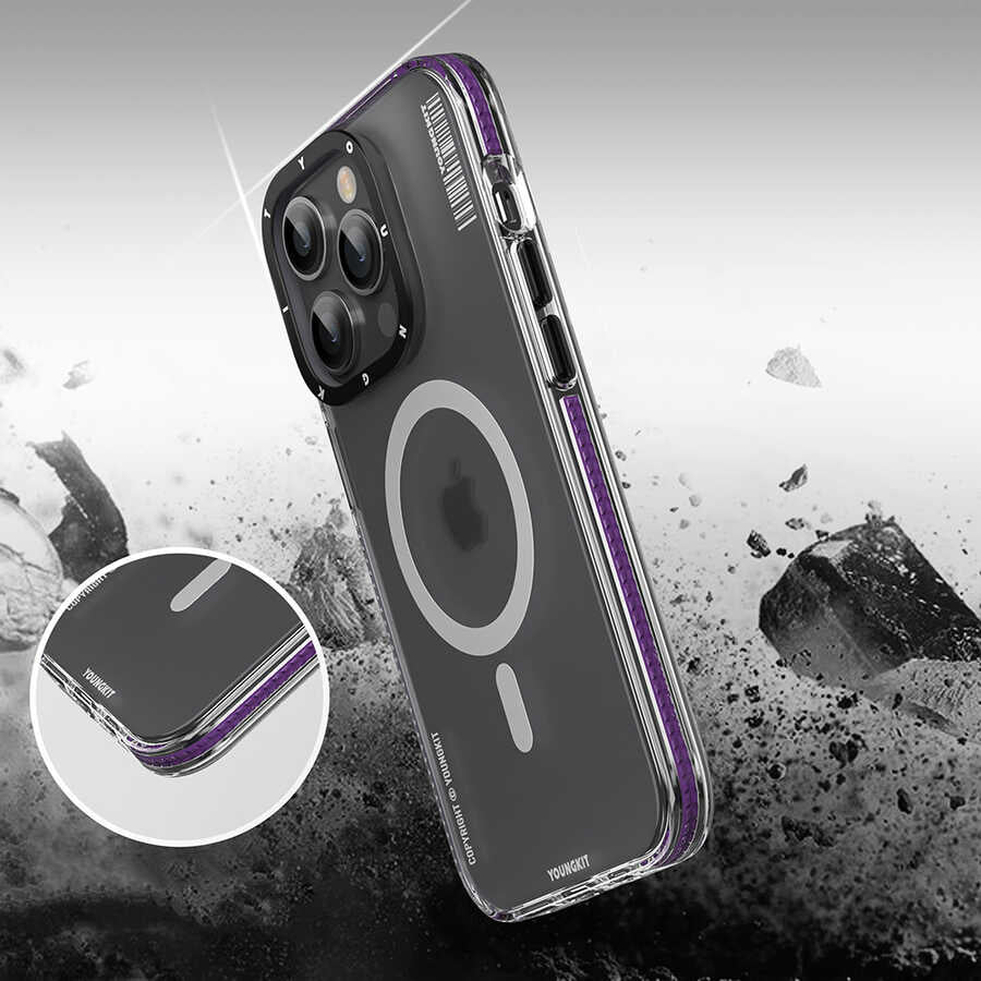 iPhone 14 Pro Max Kılıf Magsafe Şarj Özellikli Youngkit Jane Sand Serisi Kılıf Pembe