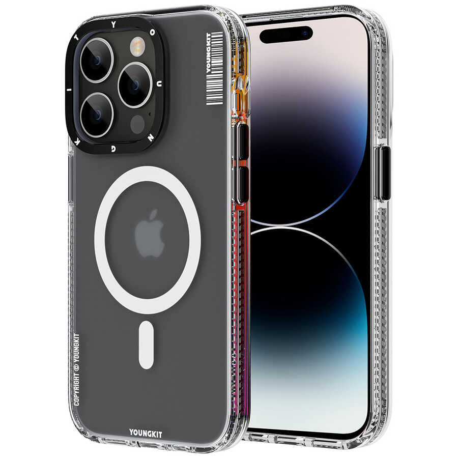 iPhone 14 Pro Max Kılıf Magsafe Şarj Özellikli Youngkit Jane Sand Serisi Kılıf Siyah