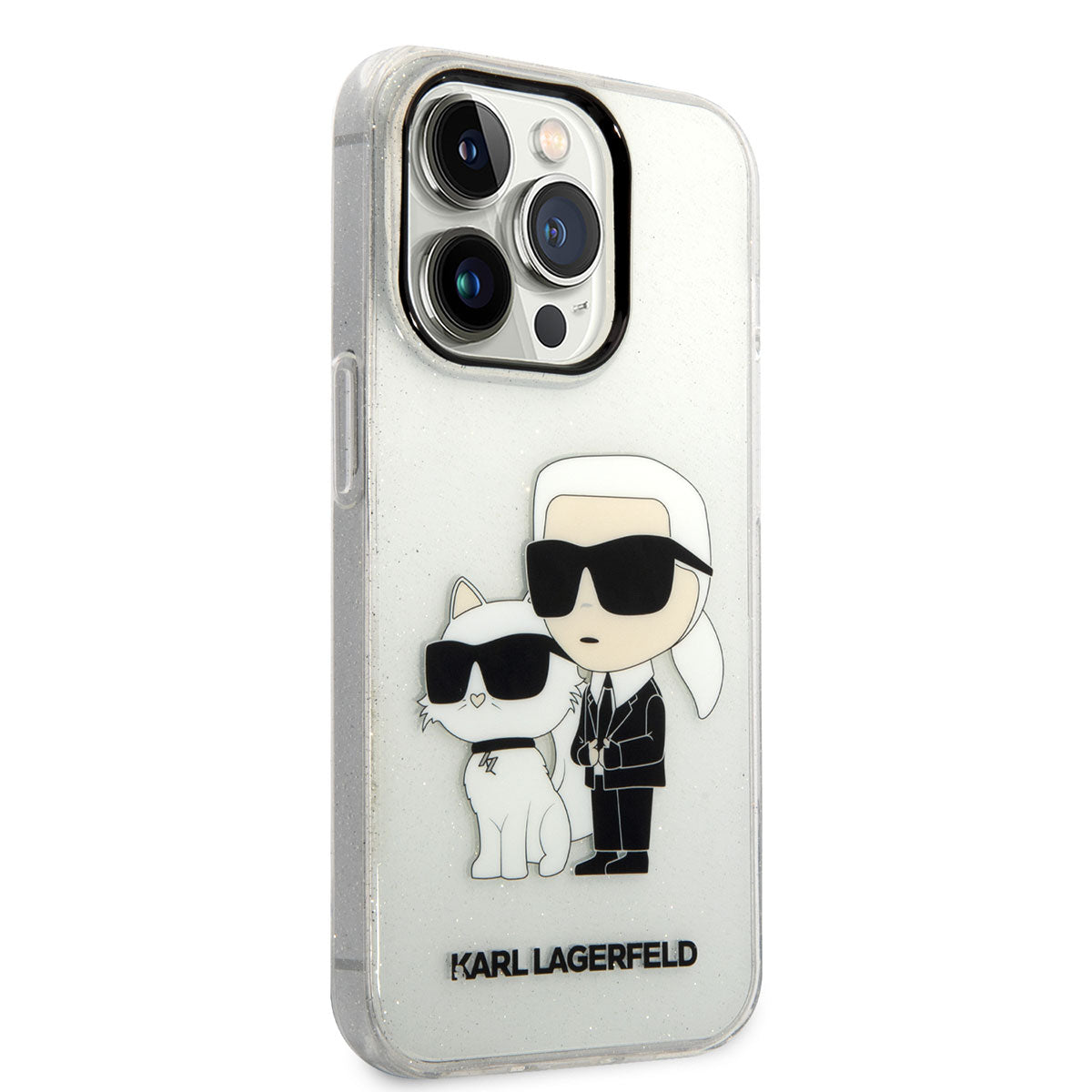 iPhone 14 Pro Max Kılıf Karl Lagerfeld Transparan Simli K&C Dizayn Kılıf Renksiz