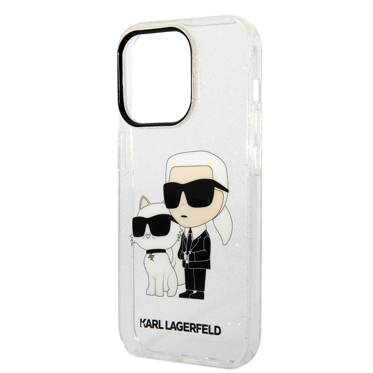 iPhone 14 Pro Max Kılıf Karl Lagerfeld Transparan Simli K&C Dizayn Kılıf Renksiz