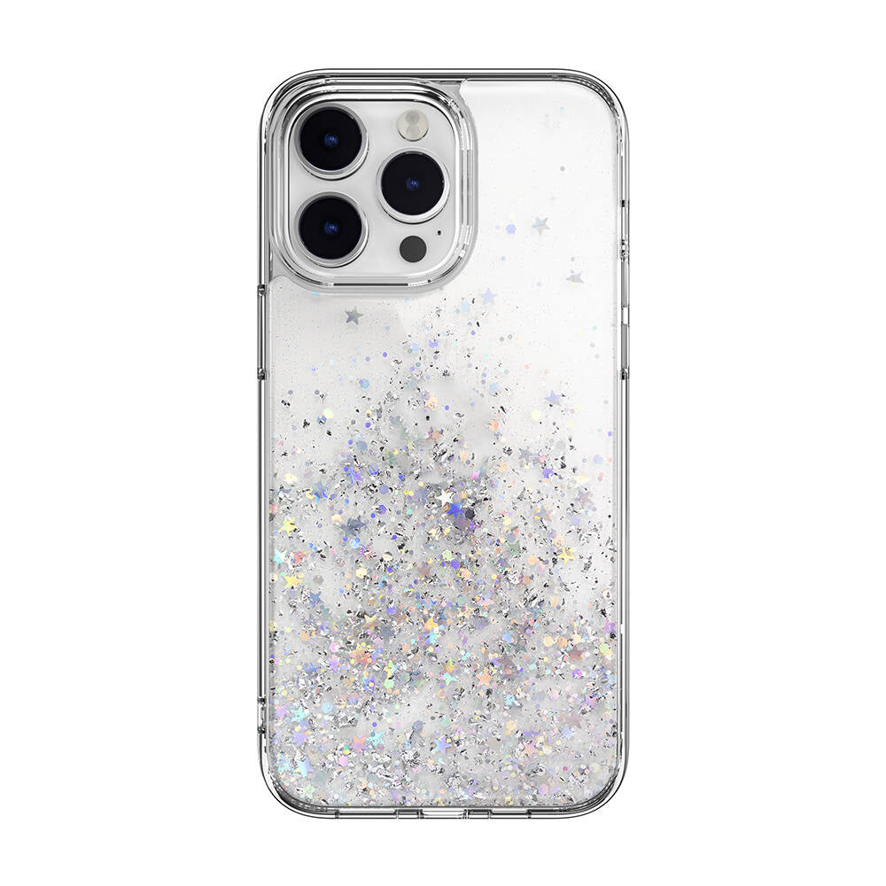 iPhone 14 Pro Max Kılıf Parlayan Simli Şeffaf Lisanslı Switcheasy Starfield Kılıf Renksiz