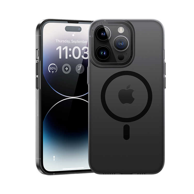 iPhone 14 Pro Max Kılıf Wireless Şarj Destekli Benks Magnetik Haze Kılıf Siyah