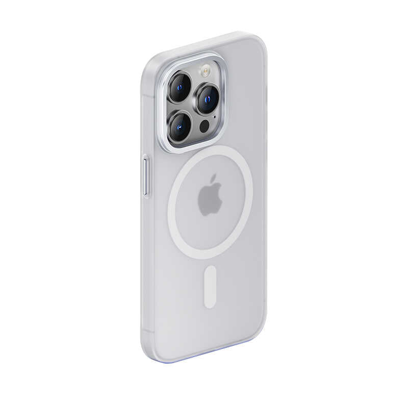 iPhone 14 Pro Max Kılıf Wireless Şarj Destekli Benks Yeni Seri Magnetik Haze Kılıf Gümüş