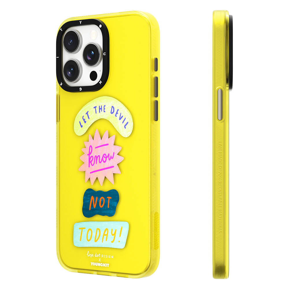 iPhone 14 Pro Max Kılıf Yazı Desenli Youngkit Mindfulness Serisi Kılıf Mavi