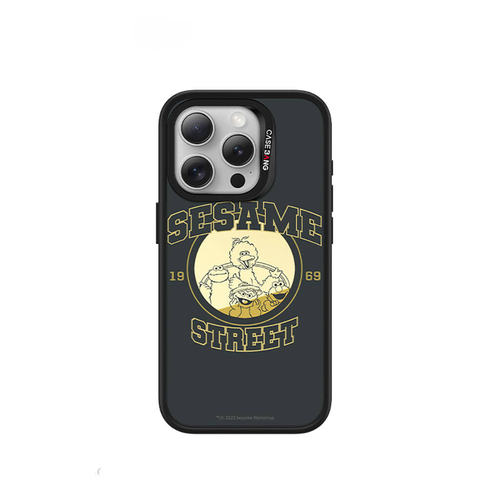 iPhone 14 Pro Max Magsafe Şarj Özellikli Casebang Sesame Street Serisi Mıknatıslı Arka Panel Siyah