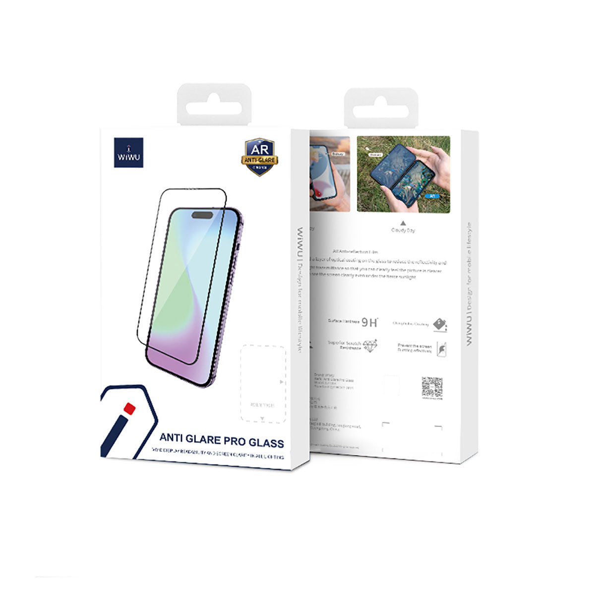 iPhone 14 Pro Wiwu CZ-003 Mavi Işık Teknolojili Hidrofobik ve Oleofobik Parlama Önleyici Cam Ekran Koruyucu Siyah