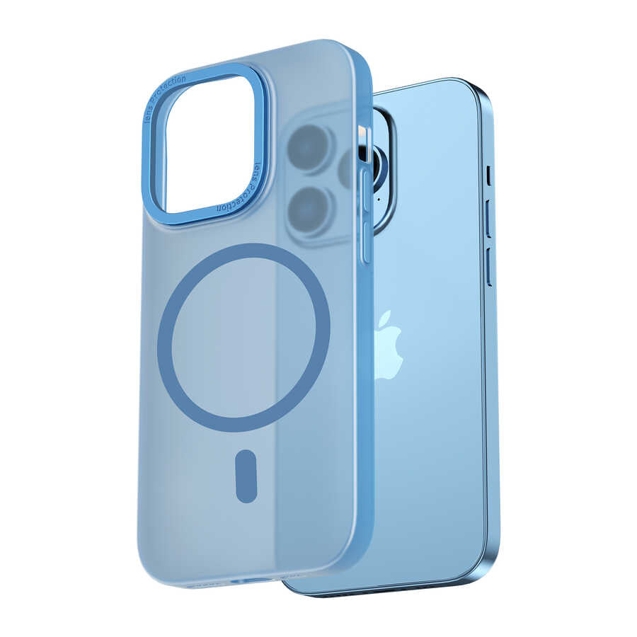 iPhone 14 Pro Wiwu Frosted Magnetic Buzlu Sert PC Kılıf Derin Mor