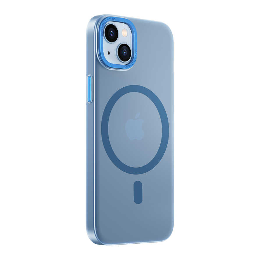 iPhone 14 Wiwu Frosted Magnetic Buzlu Sert PC Kılıf Mavi