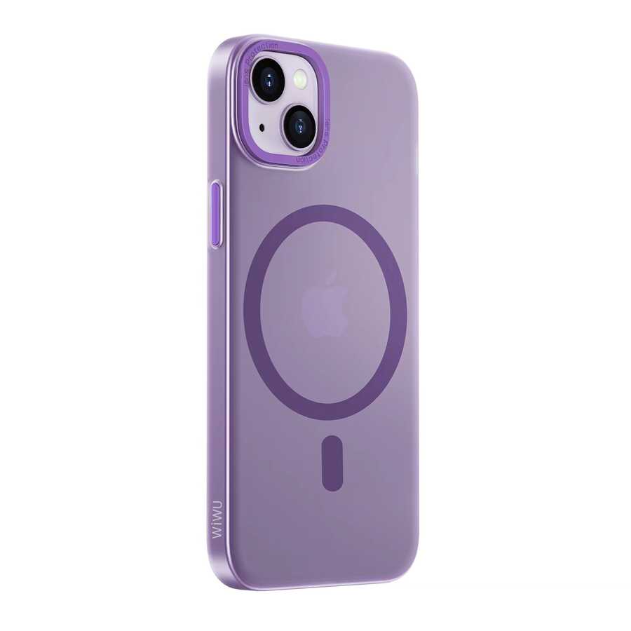 iPhone 14 Wiwu Frosted Magnetic Buzlu Sert PC Kılıf Derin Mor