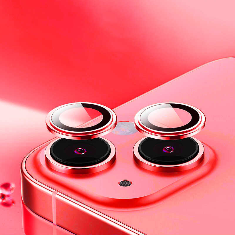 iPhone 14 Wiwu Lens Guard Metal Kamera Lens Koruyucu Kırmızı
