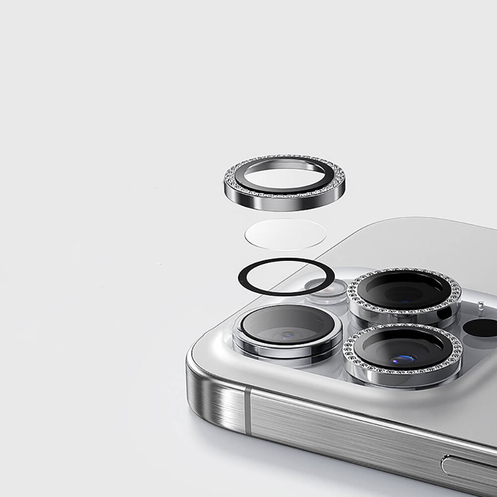 iPhone 15 Casebang Gem Kamera Lens Koruyucu Gümüş