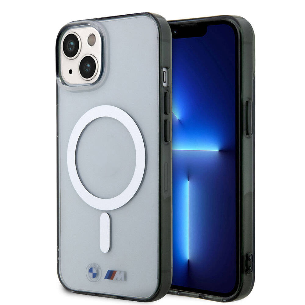 iPhone 15 Kılıf BMW Magsafe Şarj Özellikli Transparan Silver Ring Orjinal Lisanslı Kılıf Renksiz