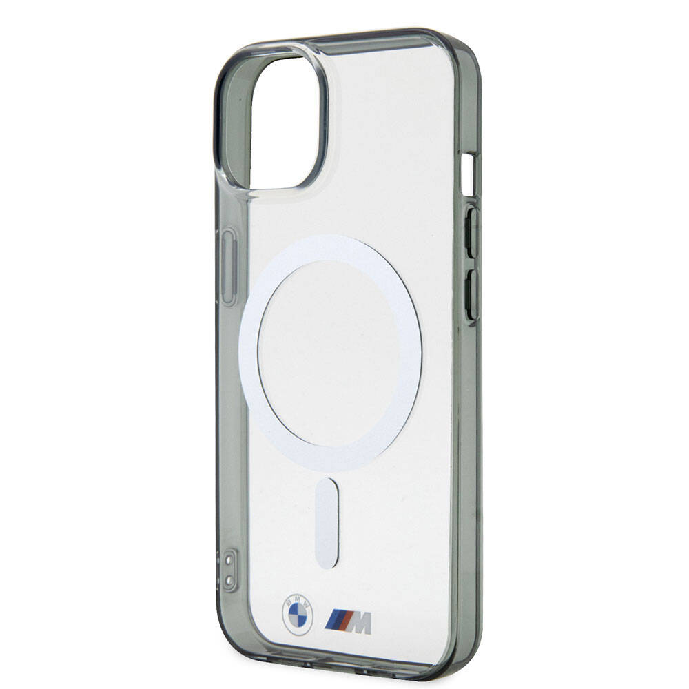iPhone 15 Kılıf BMW Magsafe Şarj Özellikli Transparan Silver Ring Orjinal Lisanslı Kılıf Renksiz