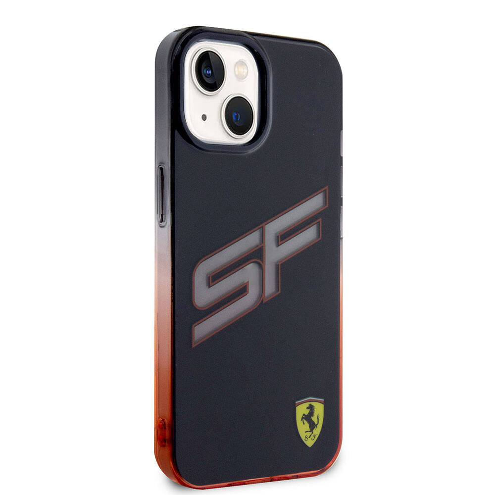 iPhone 15 Kılıf Ferrari Orjinal Lisanslı Transparan SF Yazılı Kenarları Renk Geçişli Kılıf Siyah