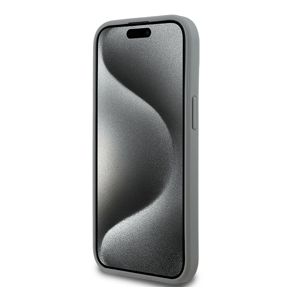 Apple iPhone 15 Kılıf Guess Orjinal Lisanslı Taşlı Arka Yüzey Üçgen Logolu Kapak Pembe