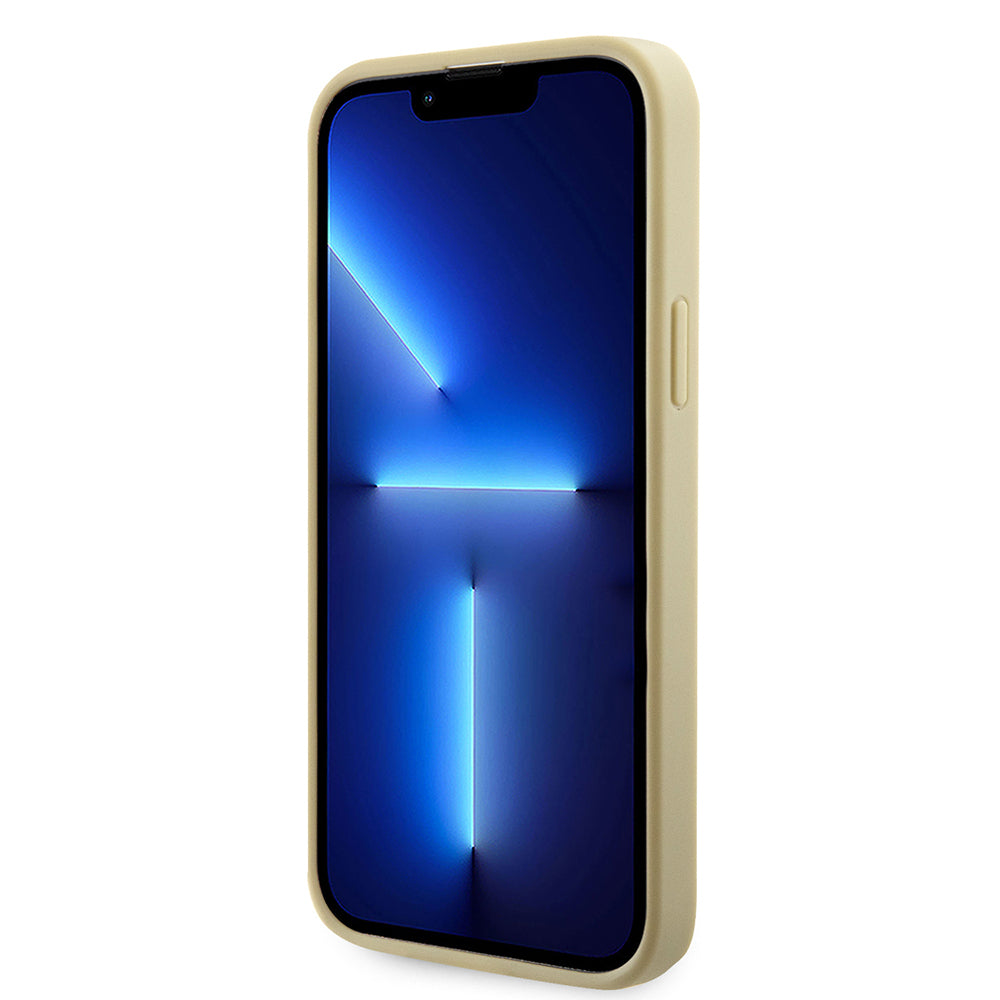 Apple iPhone 15 Kılıf Guess Orjinal Lisanslı Taşlı Arka Yüzey Üçgen Logolu Kapak Pembe